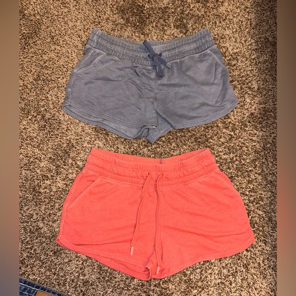 Women's Casual Shorts Set - Blue and Coral